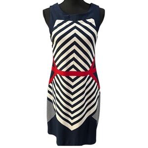 As Studio size8 blue red and white sheath dress